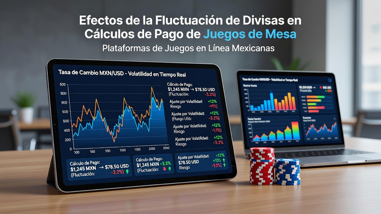 Financial chart showing MXN currency fluctuations alongside table game payout adjustment logs from Mexican online platforms